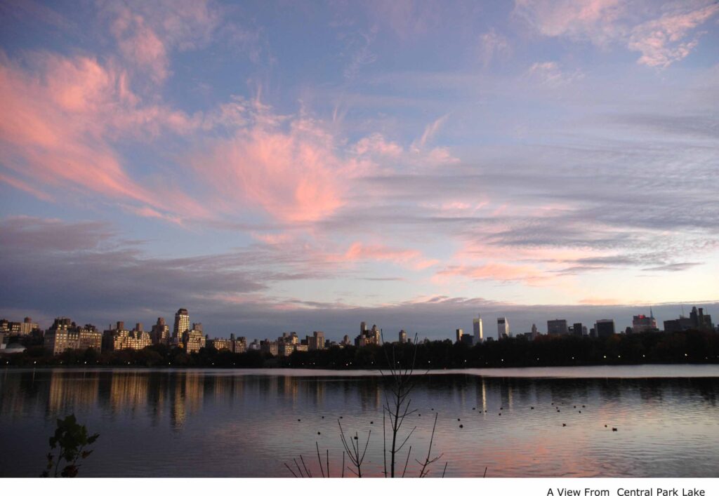 Looking South toward the Empire State Building from Central Park's Reservoir Lake. Photo by Victor M. Matos